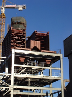 Completed baghouse with steel framework structure