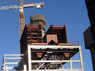 Baghouse steel structure at industrial plant